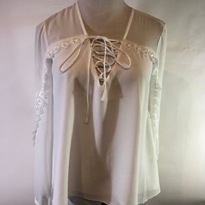 Haute Hippie Lace Up Swan Top XS New